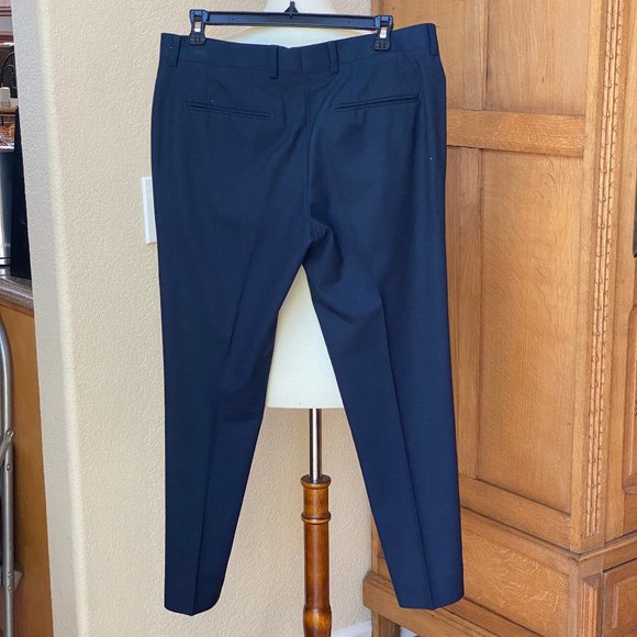 TOPMAN Skinny Fit Textured Navy Dress Pants S32 - Picture 8 of 16